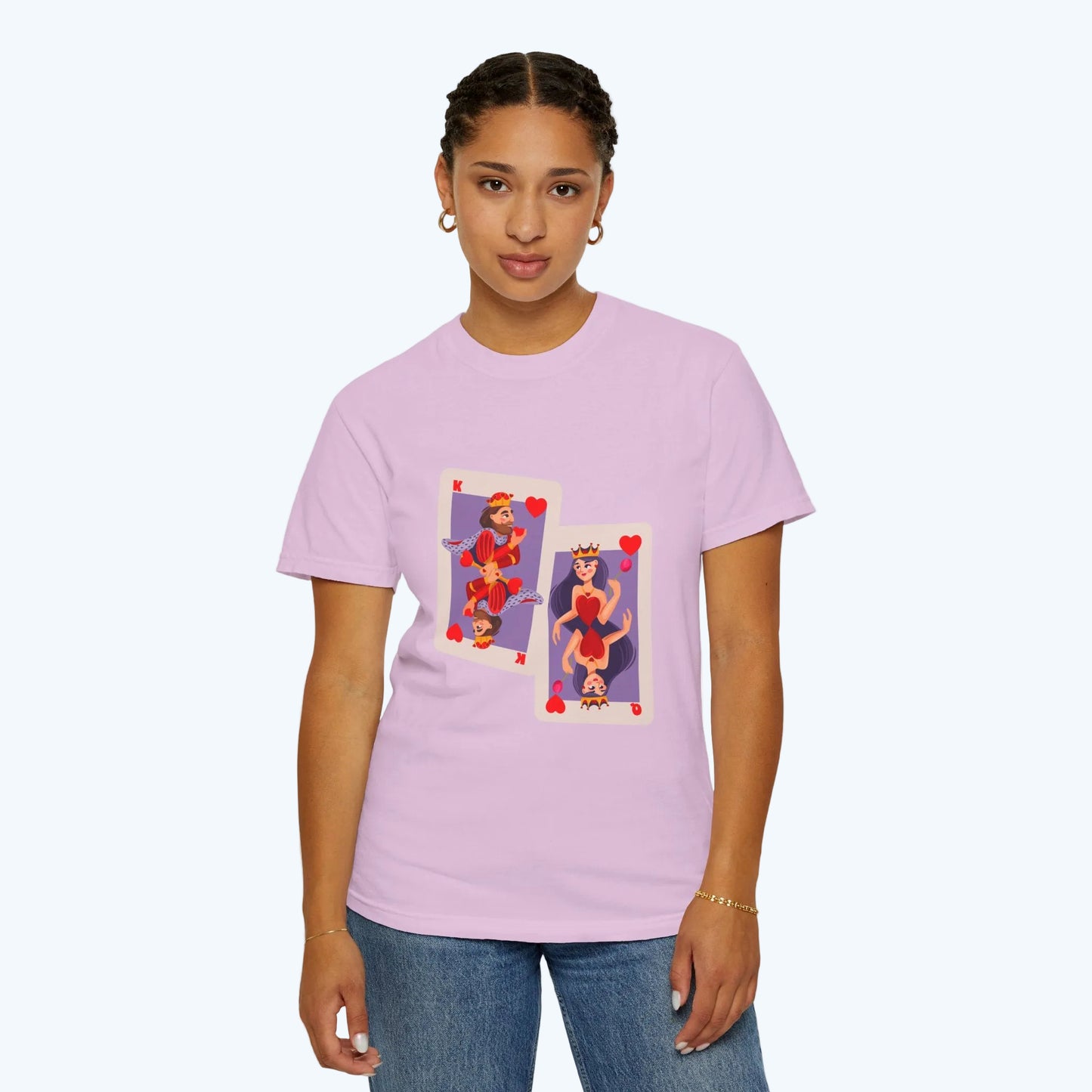 Playing Card Lovers T-Shirt — Queen & King of Hearts Graphic Tee