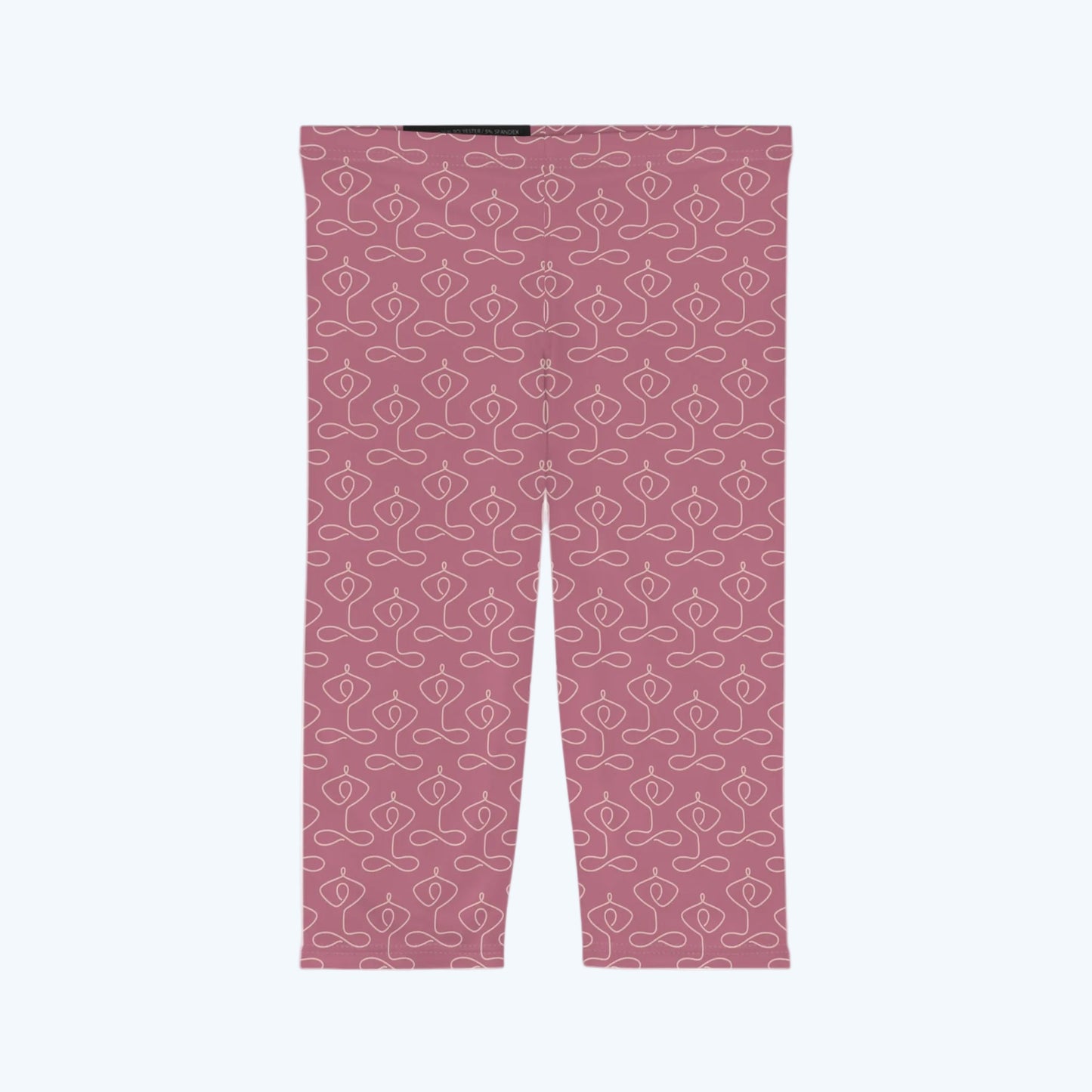 Pink Lotus Pattern Capri Leggings —Yoga Activewear
