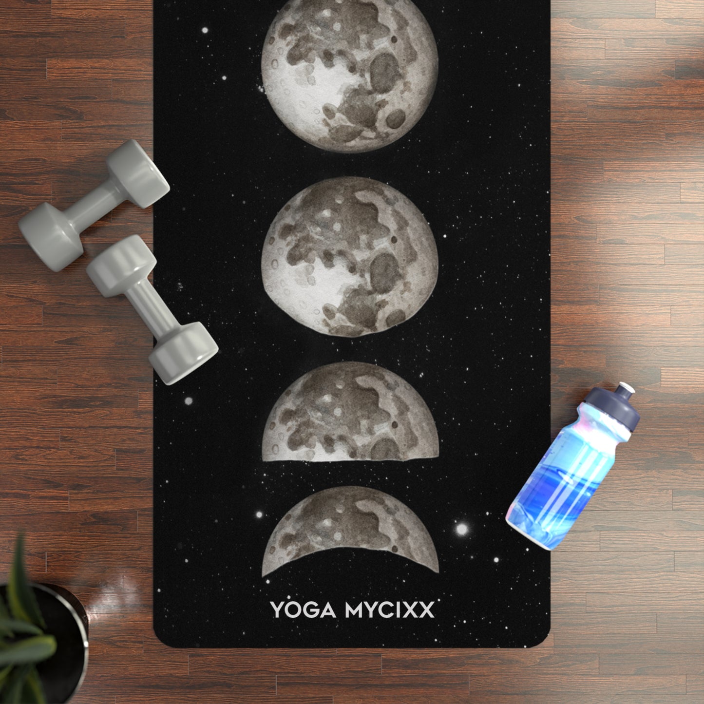 Moon Phase Rubber Yoga Mat — Celestial Lunar Flow Mat