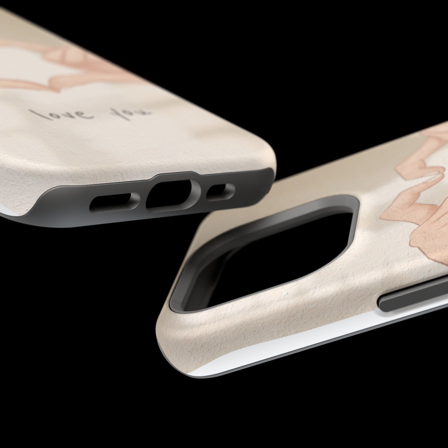 Phone Case — Hands Forming Heart with “love you” Romantic Protective Cover