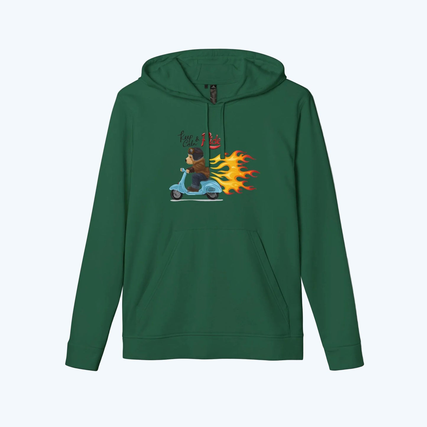 Racer Bear Hoodie — Flaming Scooter Graphic Sweatshirt
