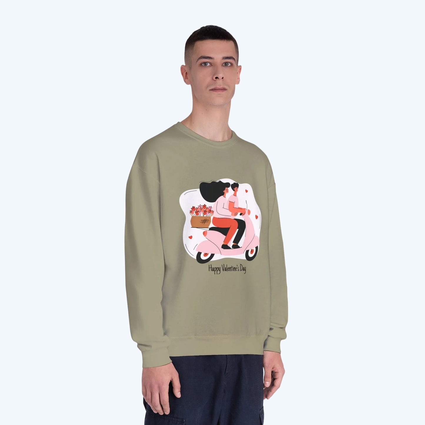 Valentine’s Day Couple Scooter Crewneck Sweatshirt