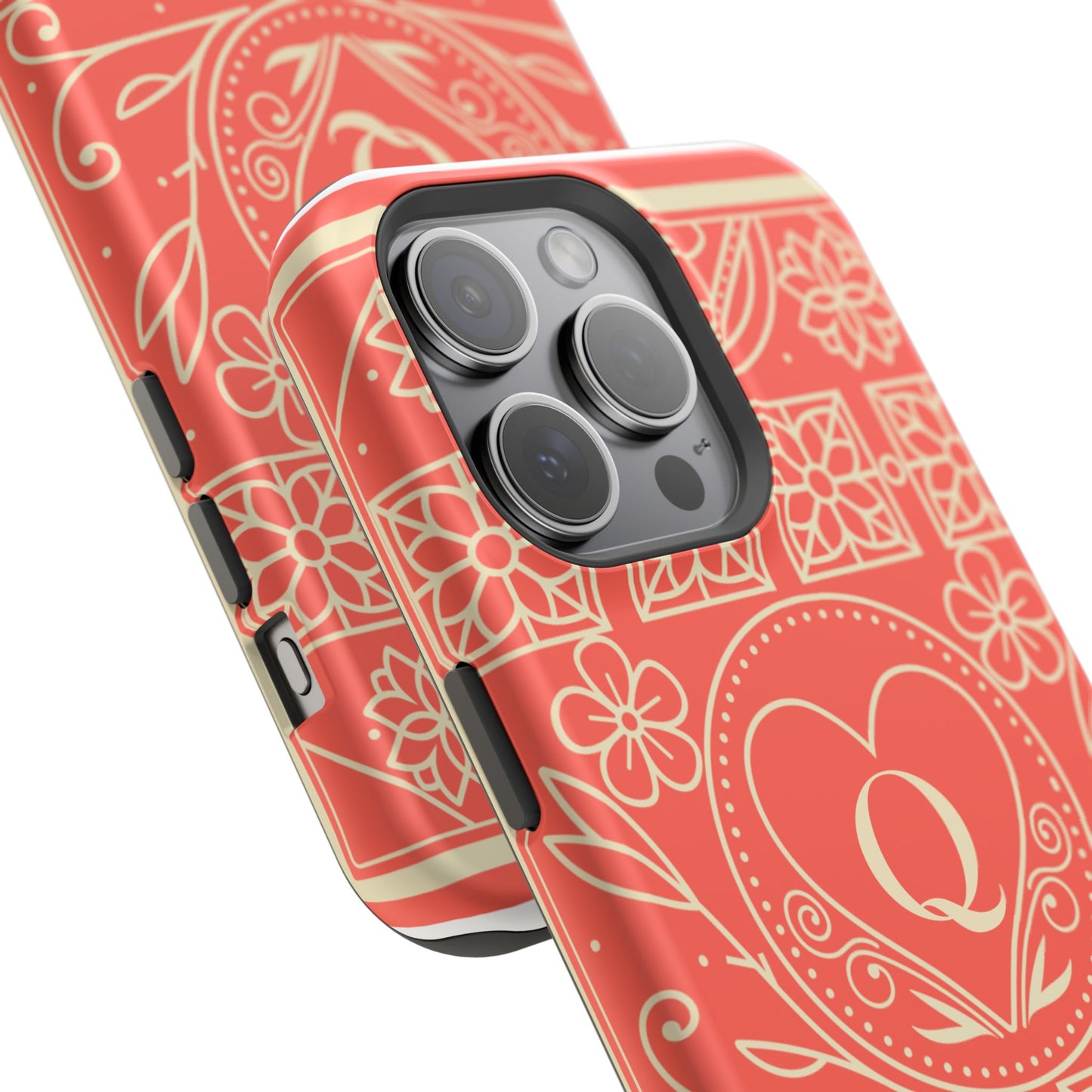 Heart Pattern Magnetic Impact Phone Case — Protective Wallet-Ready iPhone Cover
