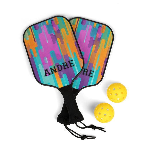 Personalized Colorful Pickleball Paddle Set – Custom Name ‘ANDRE’ Design