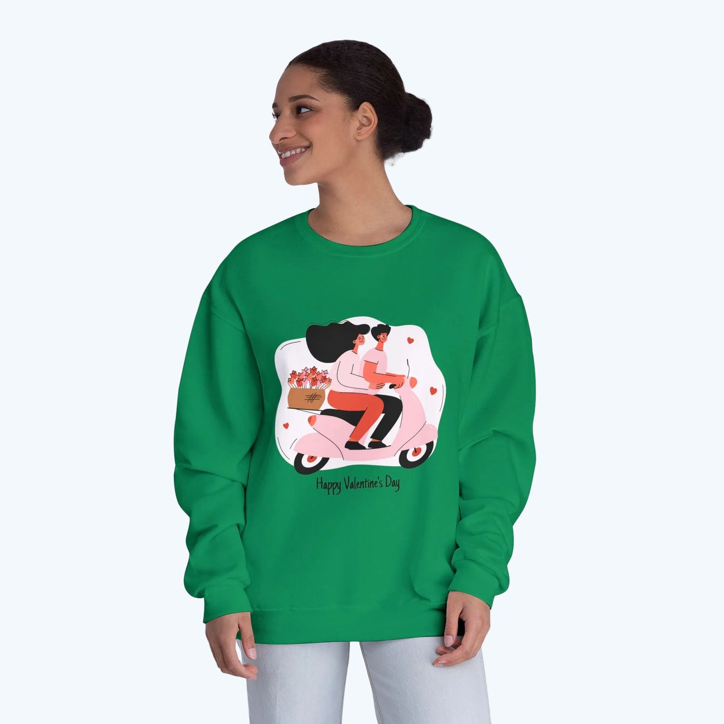 Valentine’s Day Couple Scooter Crewneck Sweatshirt
