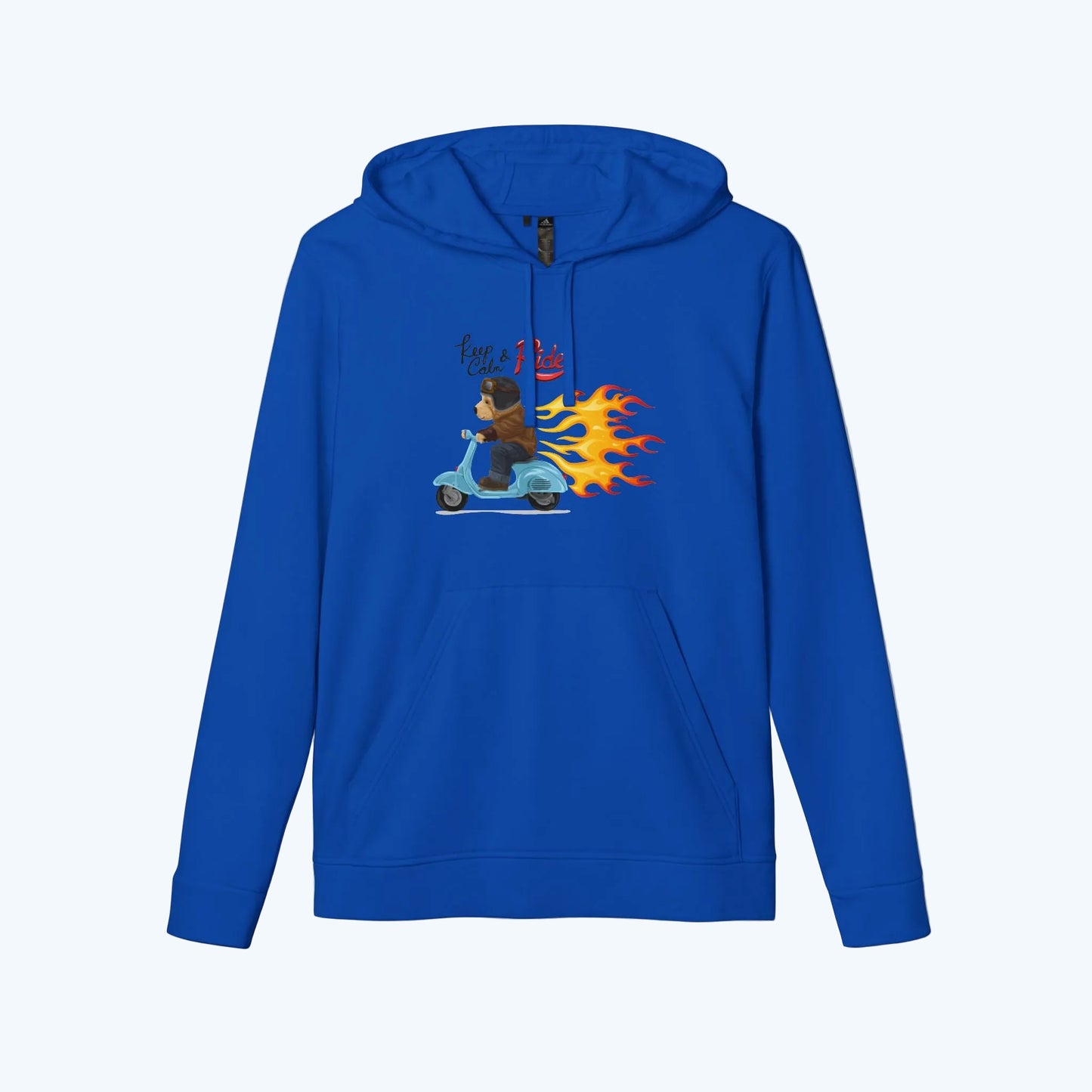 Racer Bear Hoodie — Flaming Scooter Graphic Sweatshirt