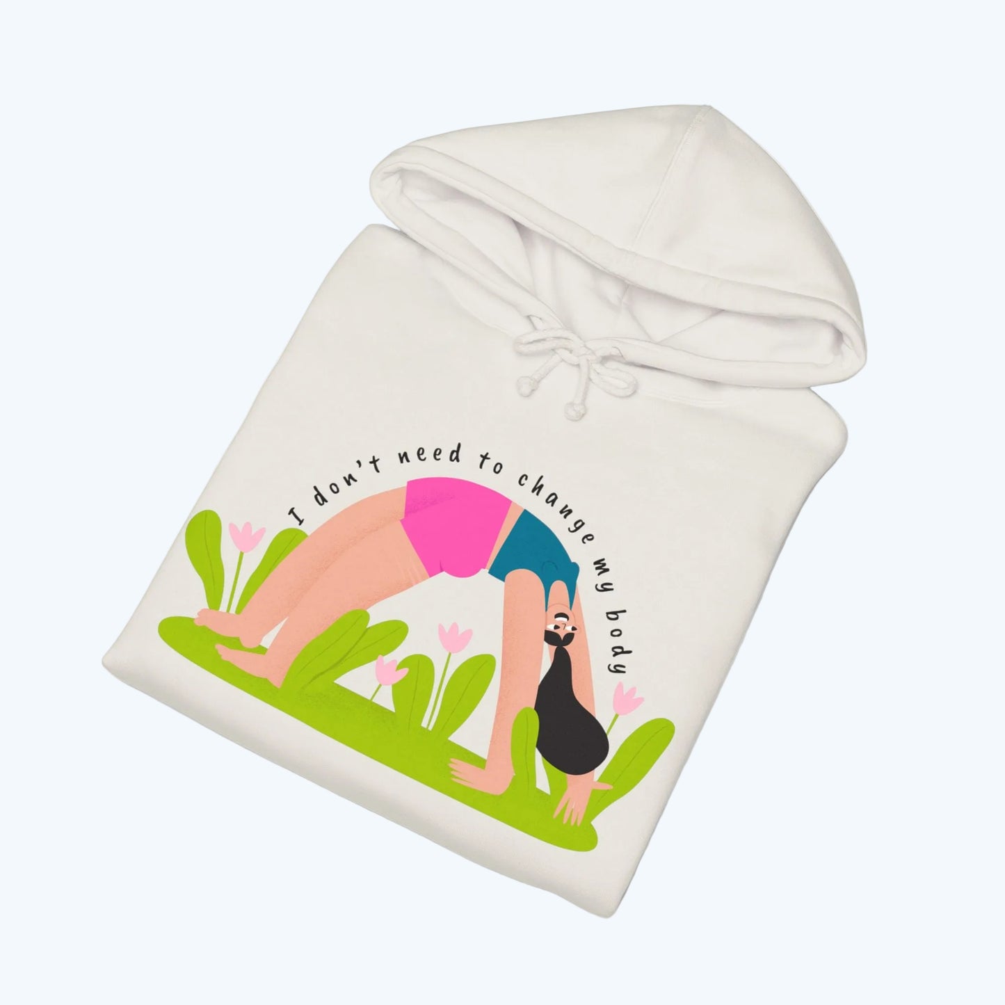 Yoga Bridge Pose Hoodie – "There is Power in Stillness" Graphic Sweatshirt