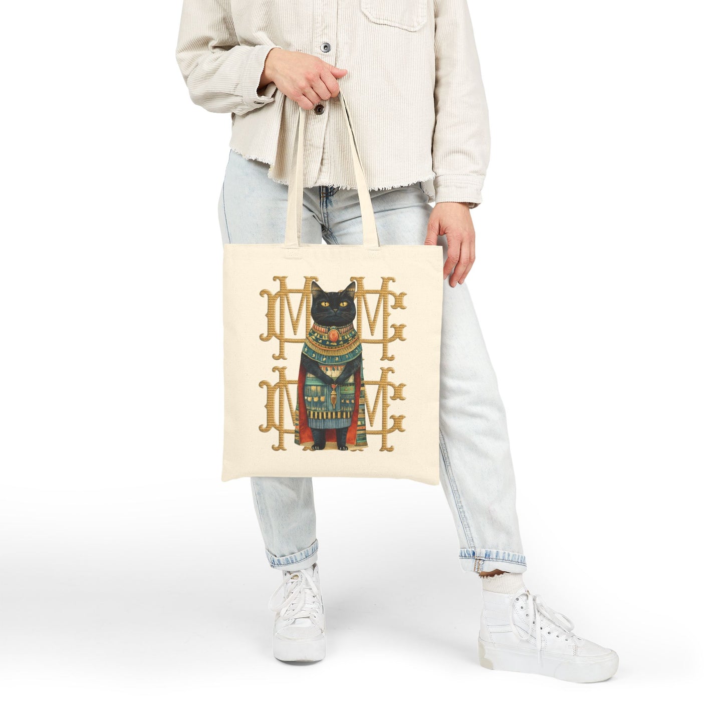Stylish Cotton Canvas Tote Bag with Monogram Design