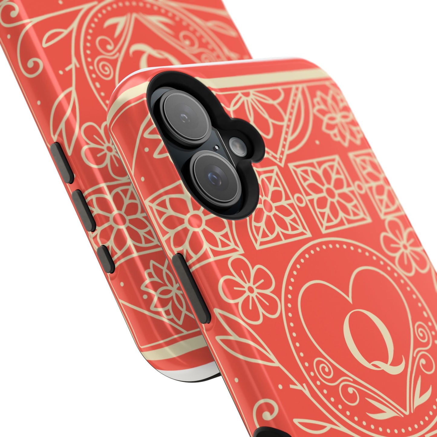 Heart Pattern Magnetic Impact Phone Case — Protective Wallet-Ready iPhone Cover