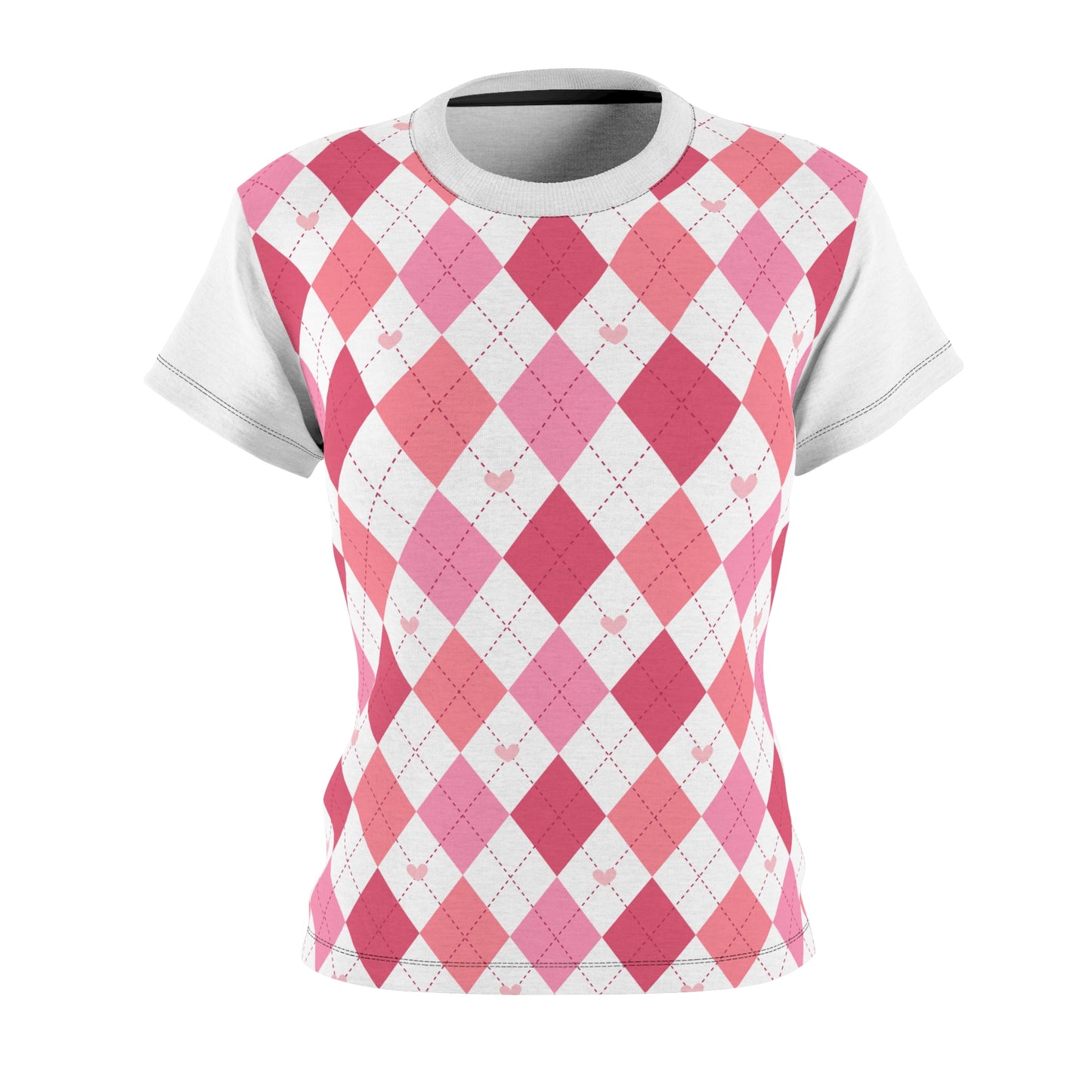 Argyle Pink Pattern Women's Tee — Pink Diamond All-Over Print Tee