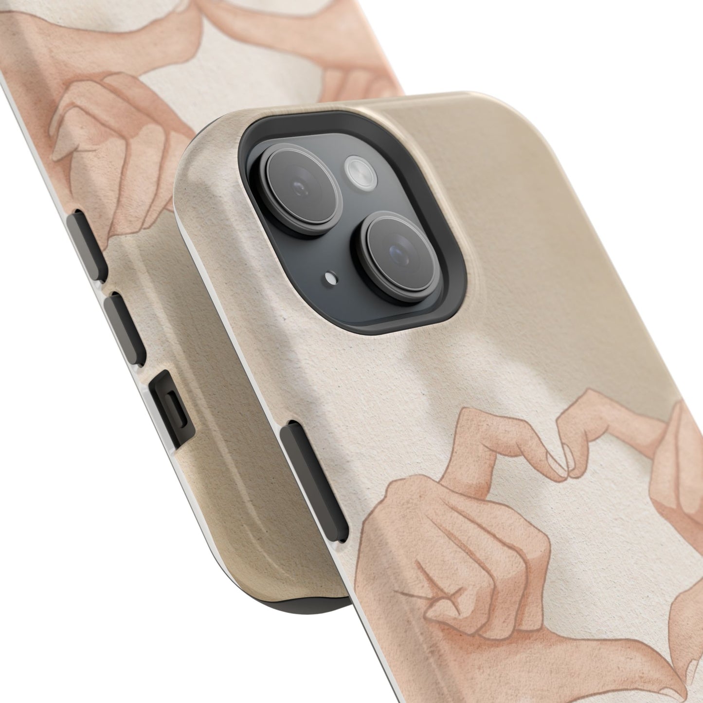 Phone Case — Hands Forming Heart with “love you” Romantic Protective Cover