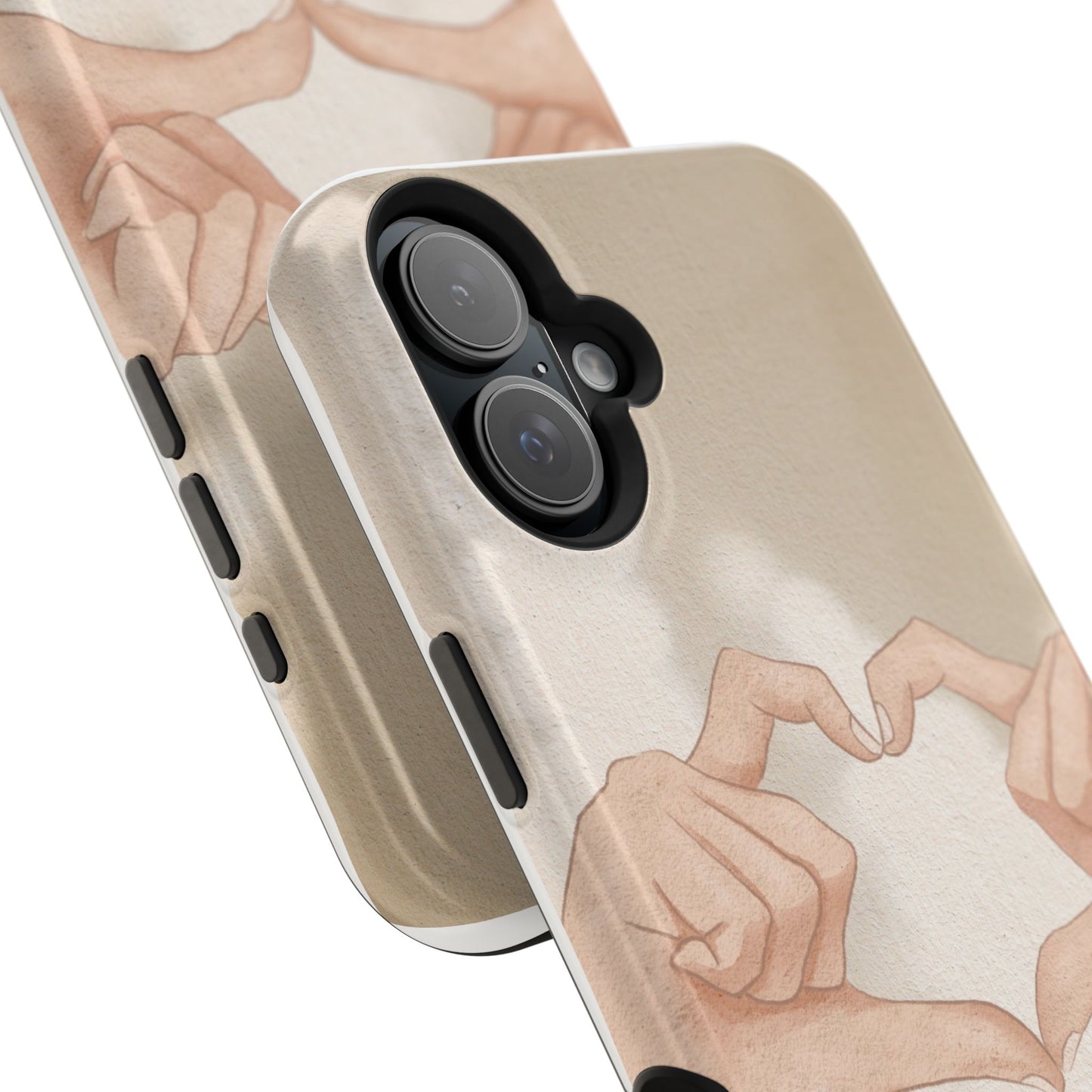 Phone Case — Hands Forming Heart with “love you” Romantic Protective Cover