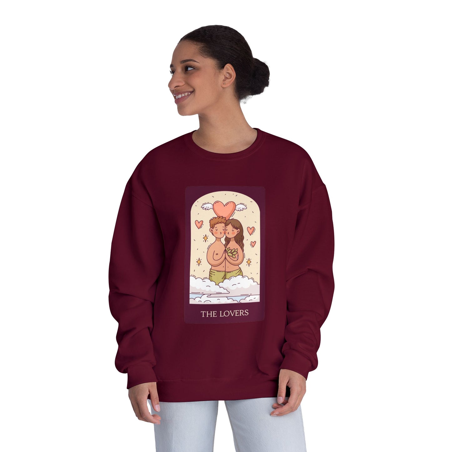 Tarot 'The Lovers' Crewneck Sweatshirt — Cute Retro Love Card Design