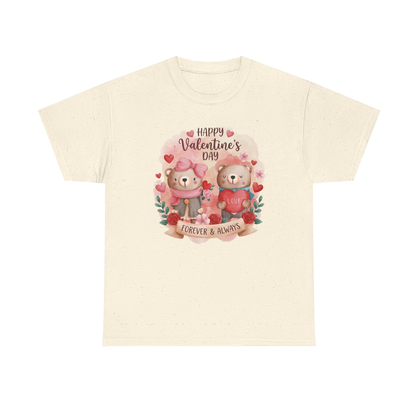 Valentine's Day Cute Teddy Couple T-Shirt — "Forever & Always" Cotton Tee