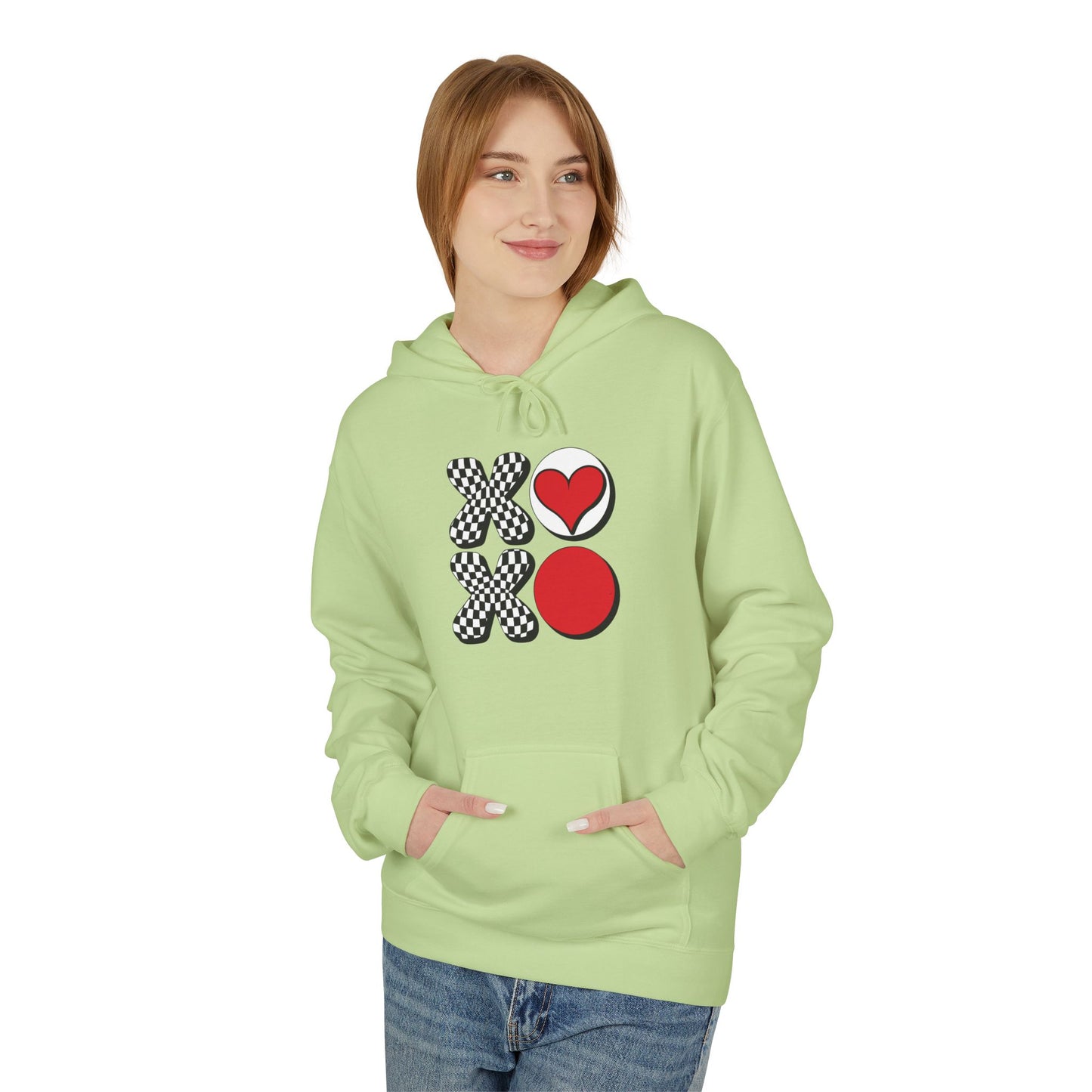 Hugs & Kisses Heart Hoodie — XOXO Checkerboard Love Pullover