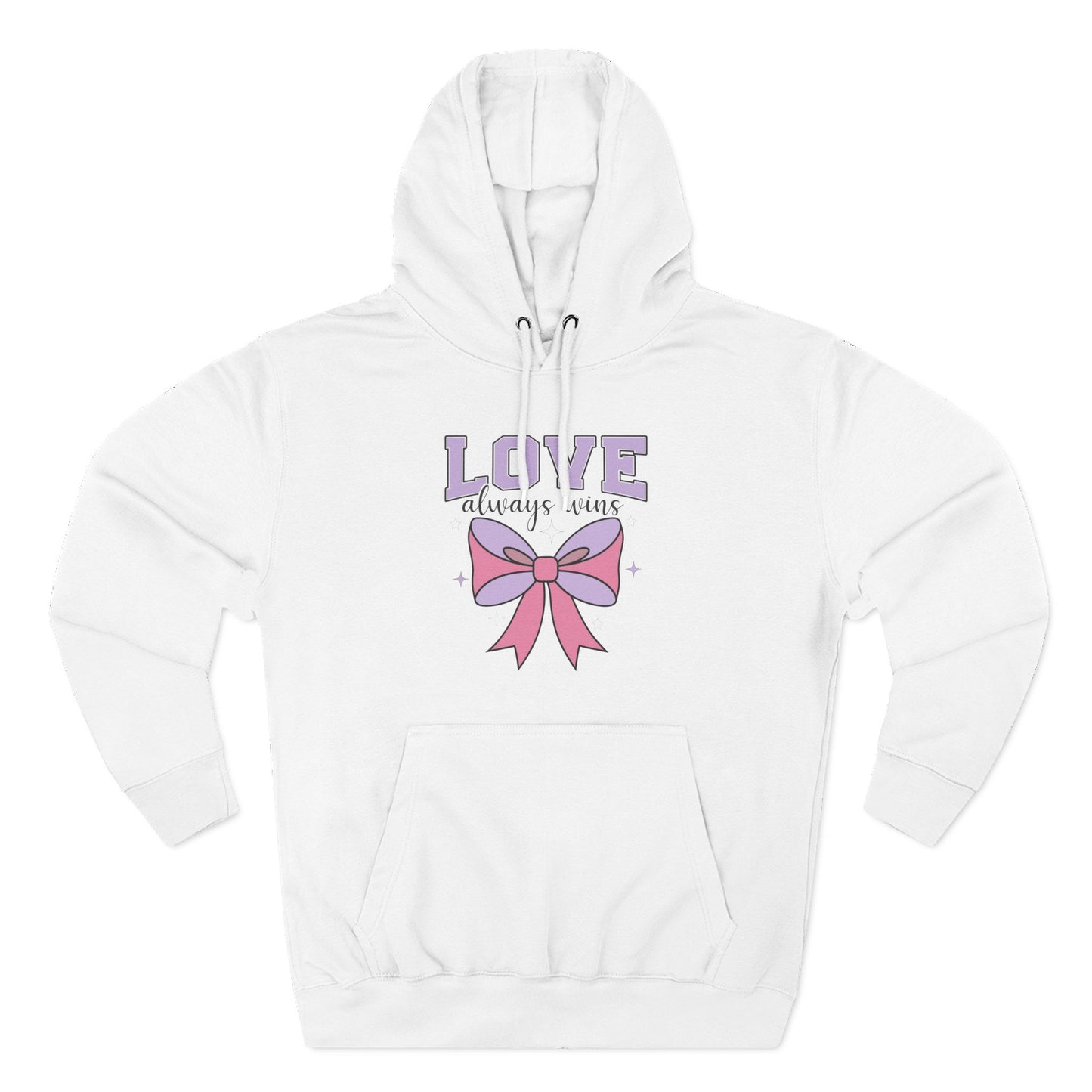 Love Always Wins Hoodie — Cute Pastel Bow Graphic Pullover
