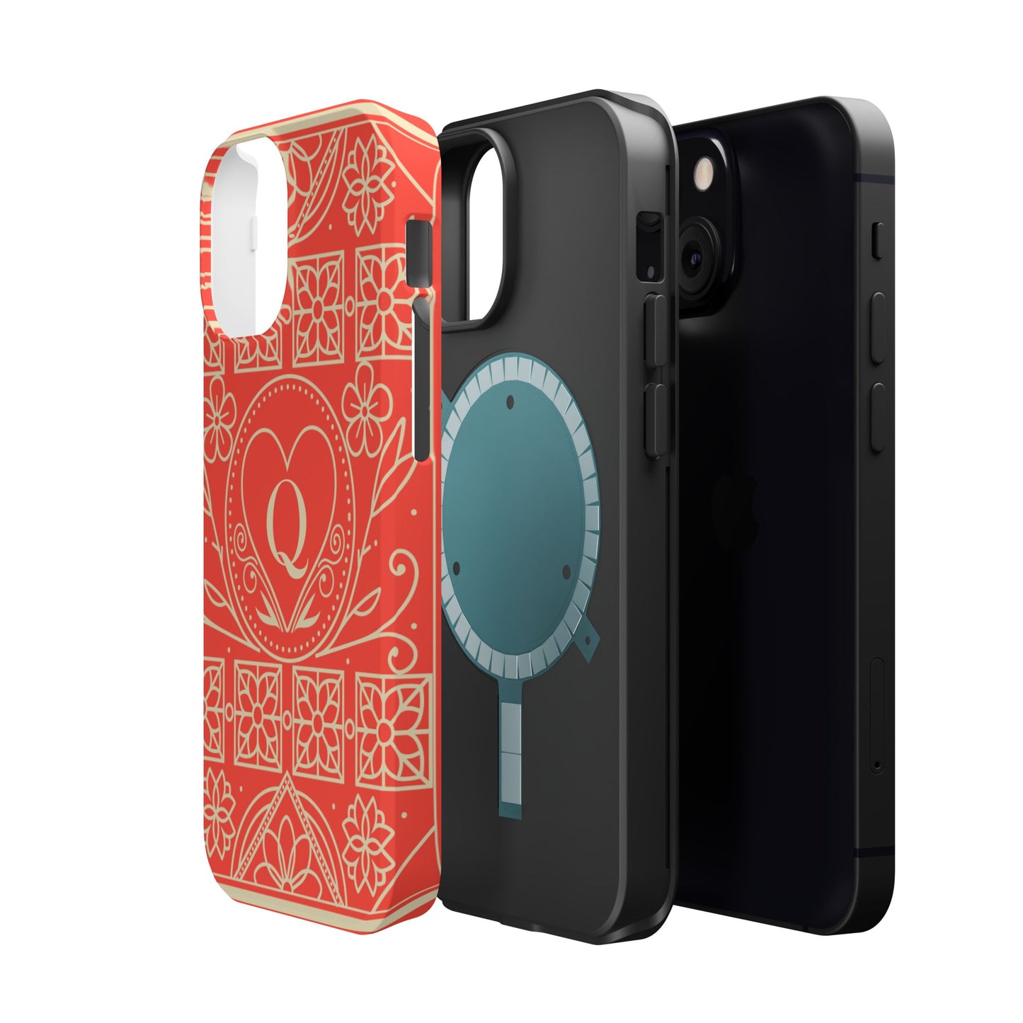 Heart Pattern Magnetic Impact Phone Case — Protective Wallet-Ready iPhone Cover
