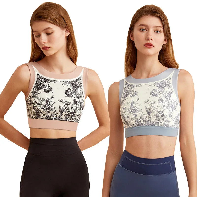Womens Camisoles Retro Print Sports Vest Sexy Intimate Tanks Lingerie Female O-Neck Casual Sleeveless Camisole